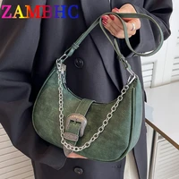 2022 new chinese style womens pu leather shoulder bags vintage half moon handbags luxury brand female underarm bag designer sac