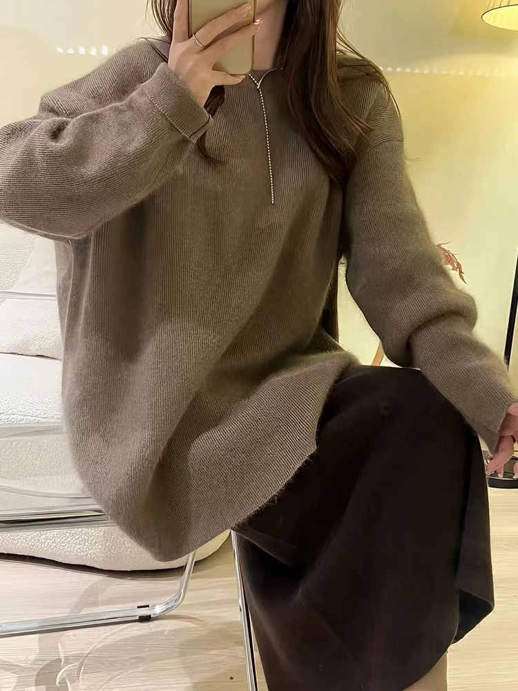 Женский Повседневный вязаный шерстяной костюм женский пуловер с круглым вырезом