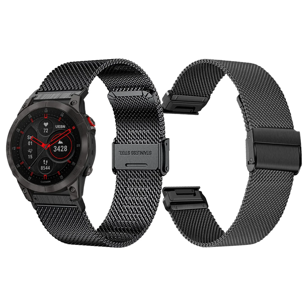 

22mm 26mm QuickFit Milanese Metal Strap For Garmin EPIX GEN2 Fenix7 7X Solar/6X 6XPro 5XPlus Forerunner 955 Enduro 2 Watchband