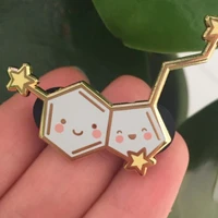 happiness medical enamel pins serotonin molecule brooch fashion lapel gold badge backpack accessories jewelry gifts
