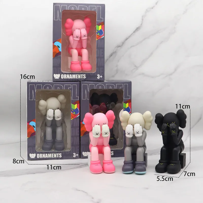Figuras de acción Kawaii en caja de PVC, accesorios de decoración creativa para coche, color rosa/gris/negro, para regalo