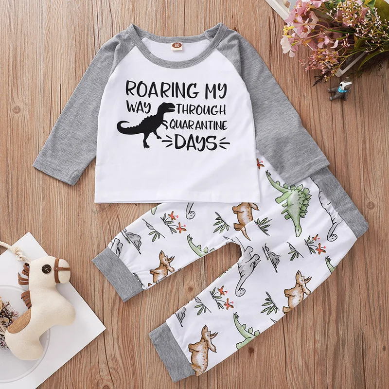 

2022 New Summer Baby Clothes Sets Long Sleeve O Neck Letter Print Gray 2 Piece Sets Designer Casual Girls Clothes Sets 0-3T