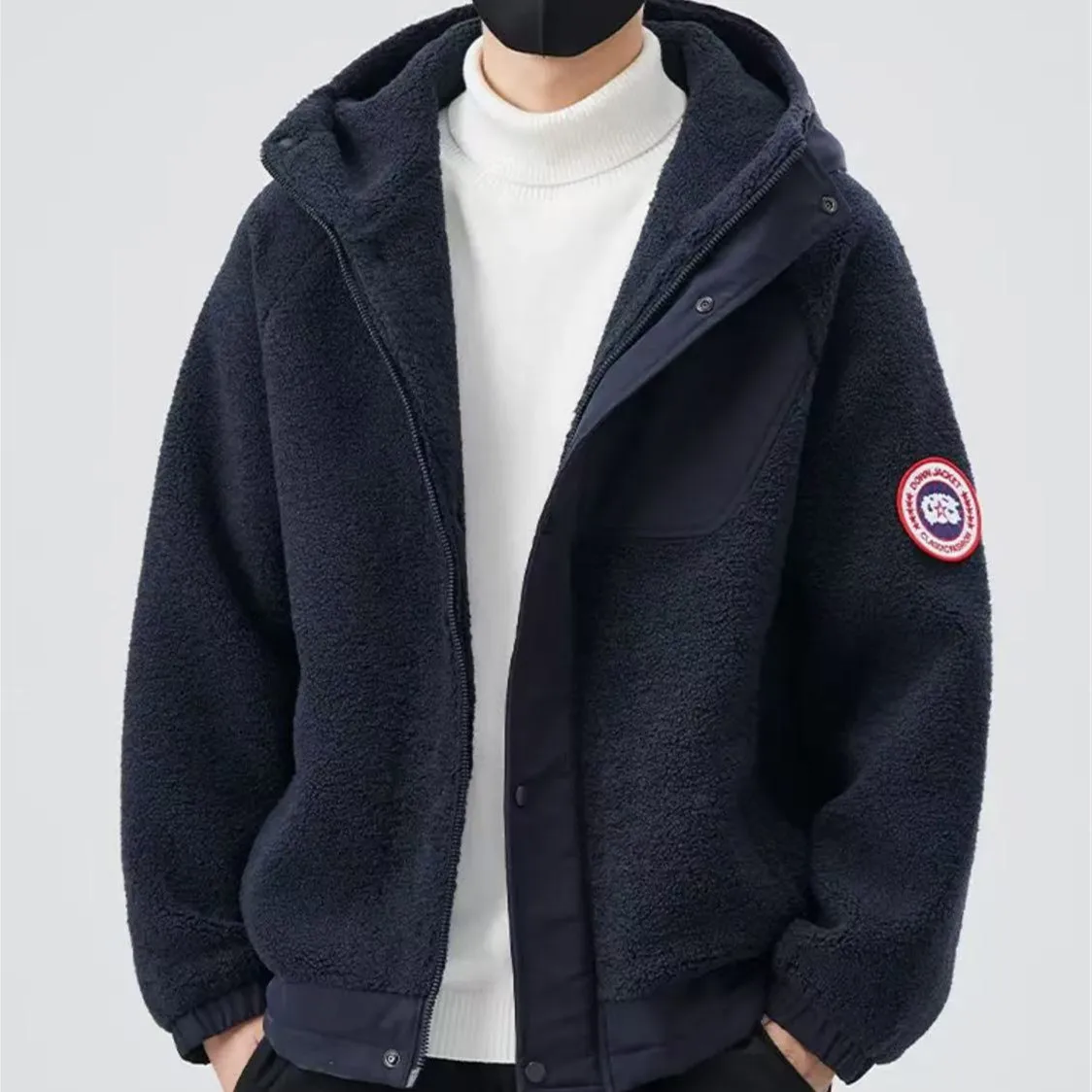 Autumn and Winter New Men's Fashion Brand Granular Fleece Outerwear Thick Warm Hood Cotton Added Jacket COUPLE'S Cott...