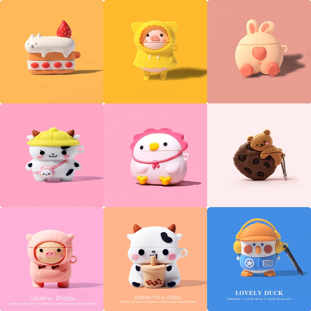 

Чехол для Apple Airpods Pro, 3D мультяшный Мягкий силиконовый чехол для наушников в виде свиньи, коровы, чехол для беспроводных наушников Airpods, милый ...