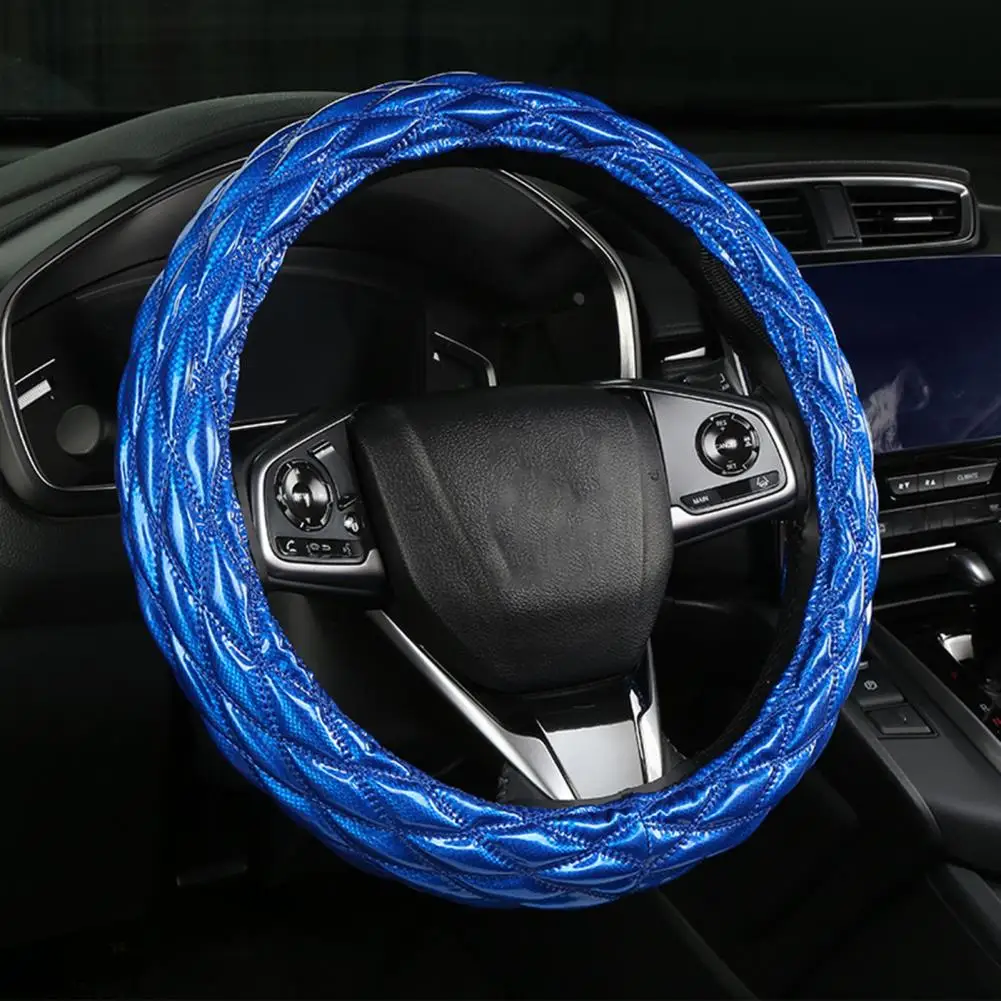 

38 см чехол на руль автомобиля противоскользящий 3D ромб блестящая искусственная кожа авто защита рулевого колеса аксессуары для салона автомобиля