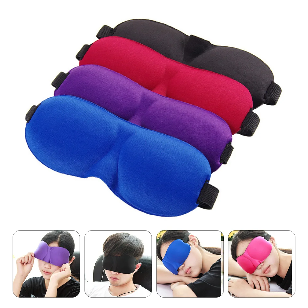 

4pcs Eye Cover 3D Sponge Night Blinder Blindfold Eyeshade Eye Patches for Men Kids Sleeping Purple Black Red Blue
