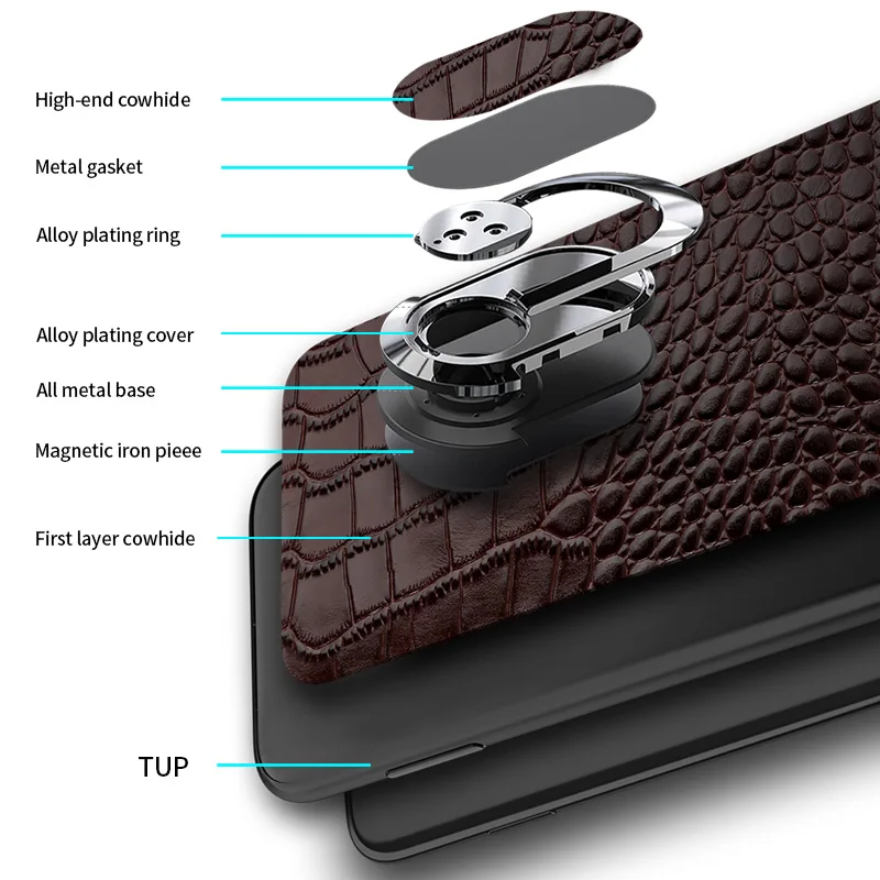 Genuine Cowhide Leather Phone Case For Honor 60 70 Pro 50 Pro 30 20 10 Lite Magnetic Bracket Back Cover For Magic 4 3 8X 9X 10X