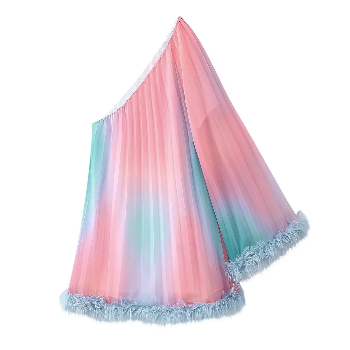 Za Весеннее женская одежда модная плиссированная с градиентом цвета