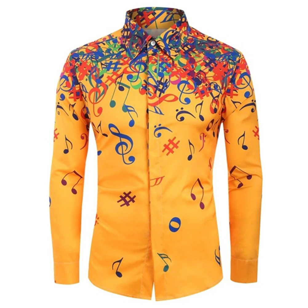 men's shirt with musical notes