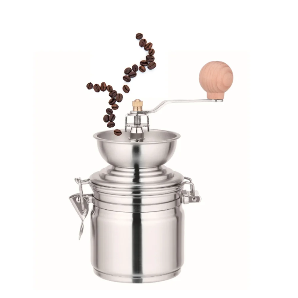 

Stainless Steel Container Manual Coffee Bean Grinder Mills Machine Hand Conical Coffee Burr Grinder Pepper Spice Mills Kitchen