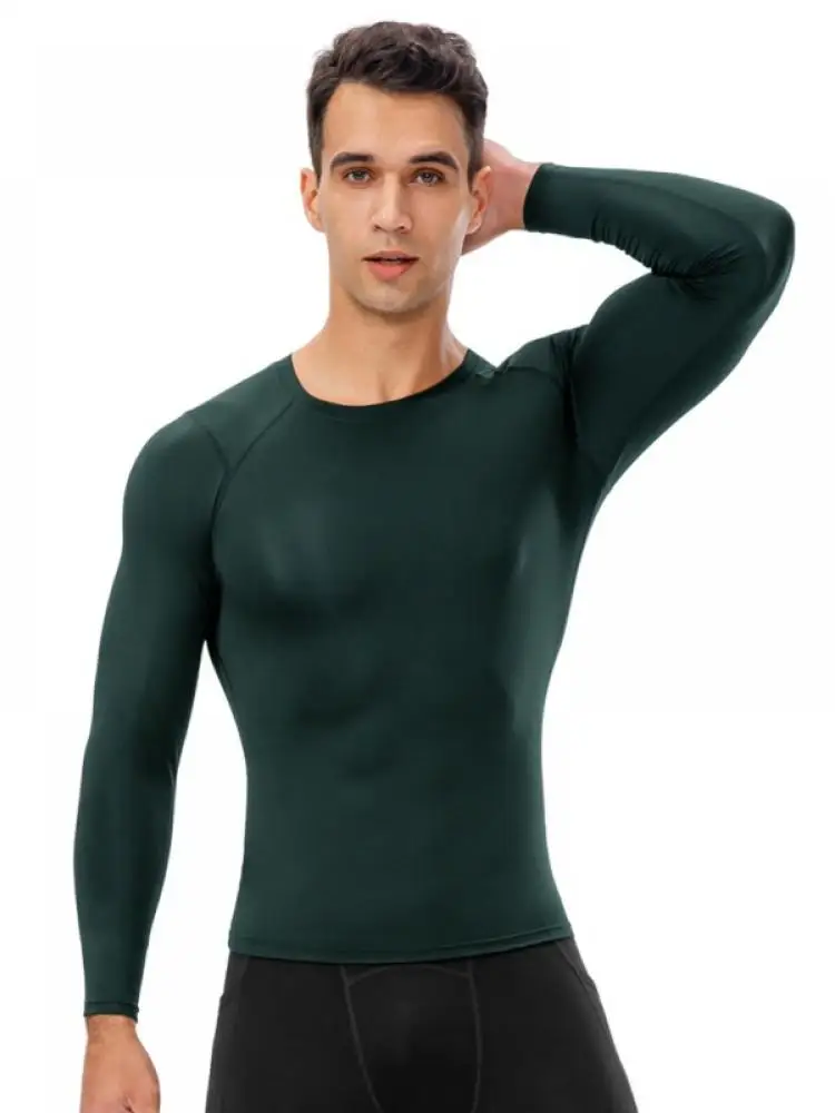 

2022 New Men'S Quick-Drying Fitness Suit High-Elastic Tight-Fitting Training Long-Sleeved Trousers Sportswear Two-Piece