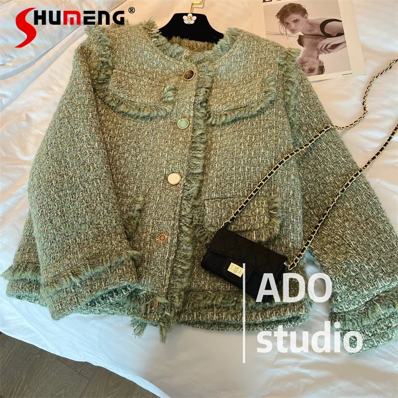 

Зеленое Модное Элегантное классическое стильное шерстяное пальто для женщин 2022 осень во французском стиле простые шикарные высококачественные шерстяные и смешанные с длинным рукавом