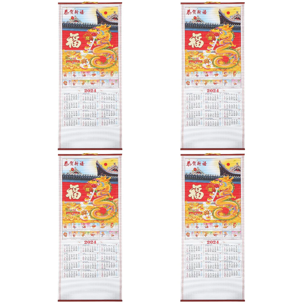 

4 Pack Poster 2024 Calendar Block Desk Wall Hanging Yearly Paper Traditional Calendars