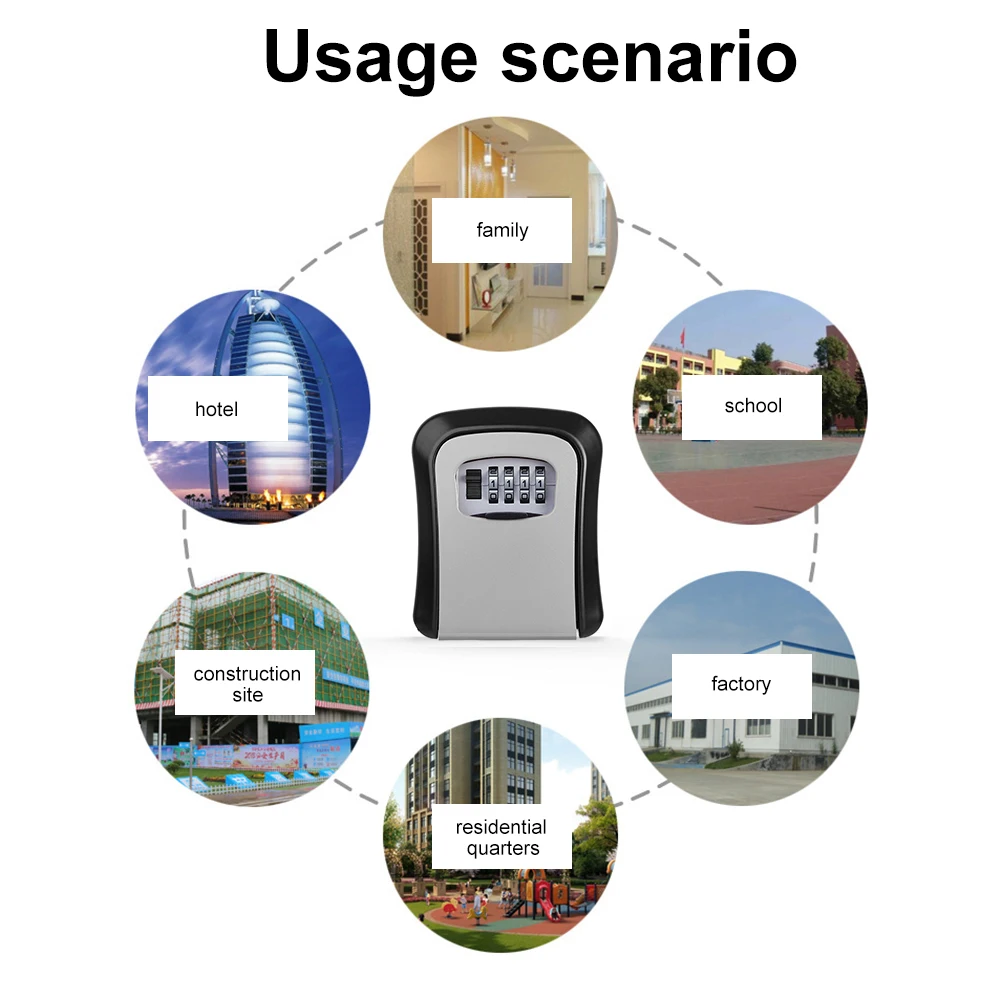 

Wall Mounted Key Organize Lock Box Dustproof Password Lock Storage Box Store Up To 5 Key for Home School Hotel Construction Site