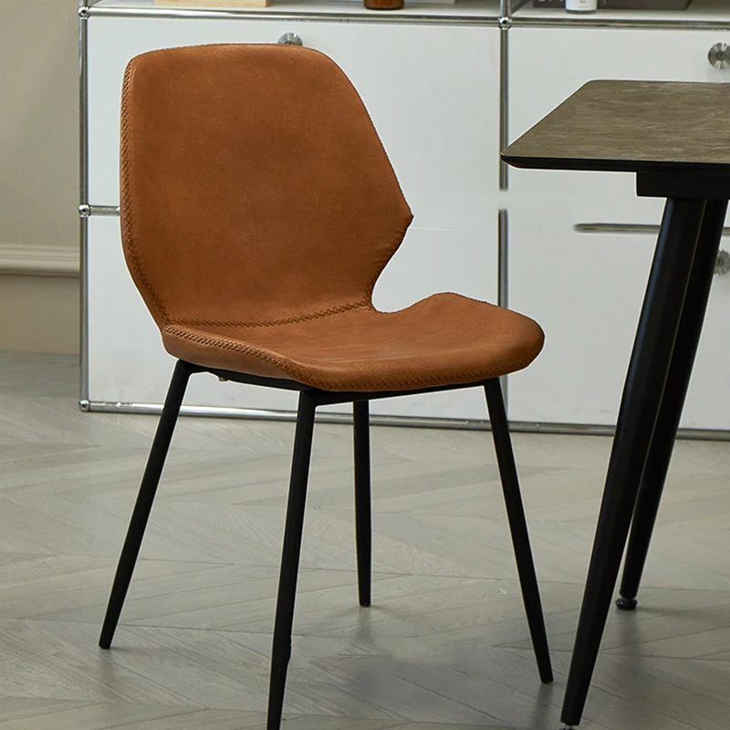 

Nordic Living Room Dining Chairs Kitchen Soft Backrest Home Relaxing Leather Table Dining Modern Bedroom Silla Nordica Furniture
