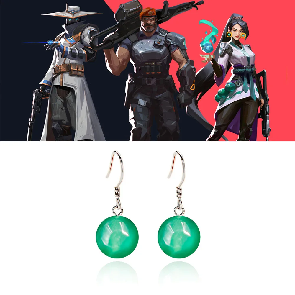 

Game VALORANT Sage Earrings Green Onyx Crystal Pendant Earring Eardrop For Women Men Cosplay Ear Stud Gamer Casual Jewelry Gift