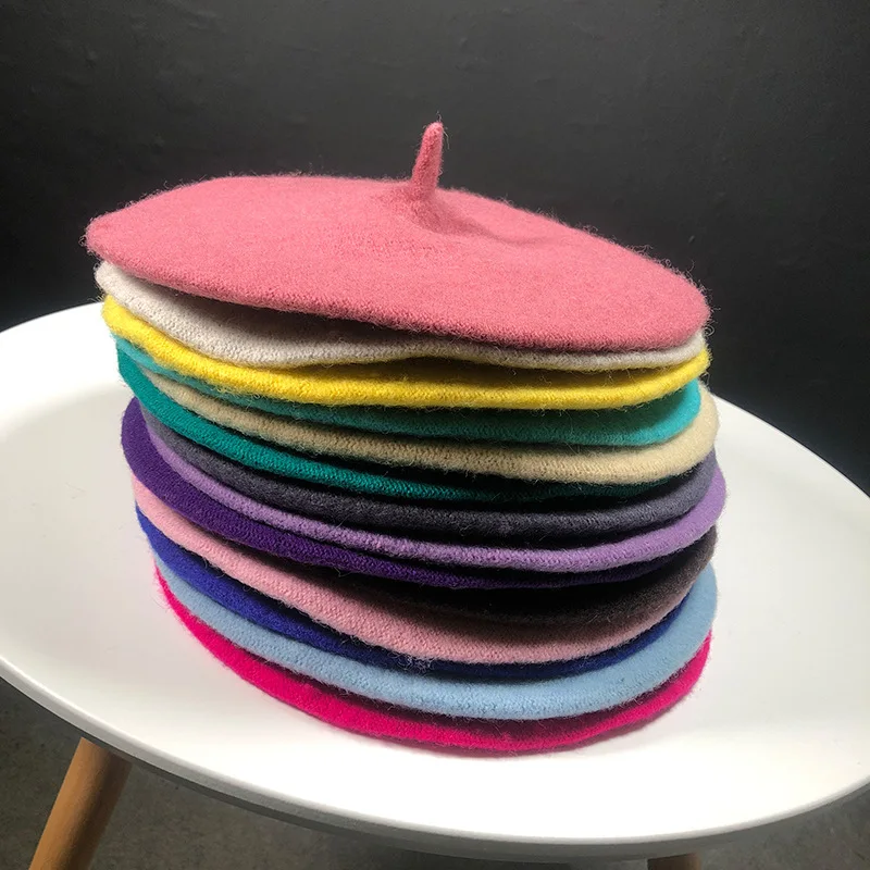 

Women Wool Berets French Artist Style Warm Winter Beanie Hat Retro Plain Beret Solid Color Elegant Lady All Matched Autumn Caps