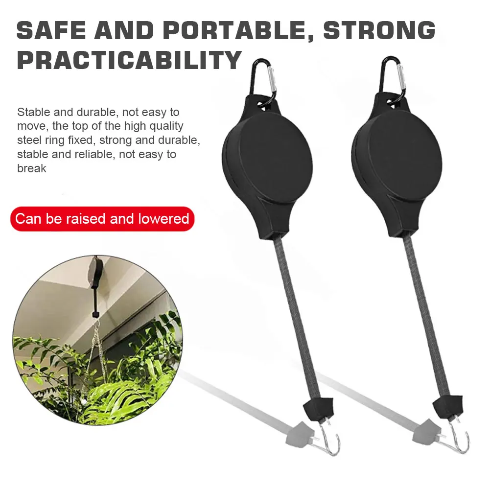 

4pcs/pack Hanger Heavy Duty Plant Pulley Pull Down Home Decor Indoor Outdoor Hanging Basket Balcony Hook Retractable For Garden