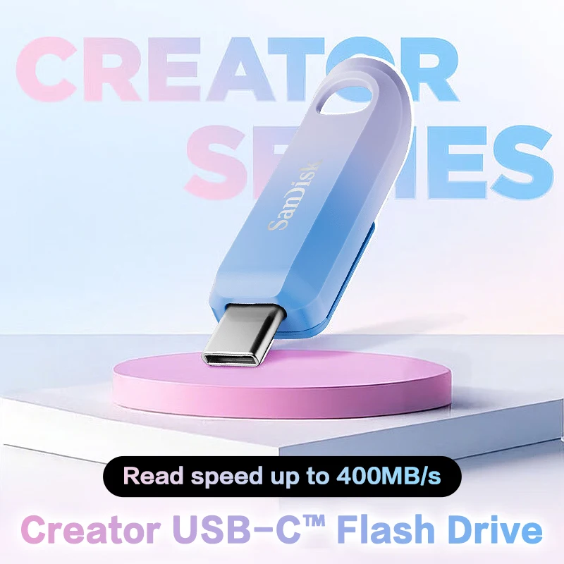 Фото Оригинальный USB-C флеш-накопитель SanDisk Creator 400 МБ/с, 256 ГБ, 512 ГБ, 1 ТБ, USB 3.2 Gen1, высокоскоростной U-диск для ПК, телефонов и ноутбуков №5