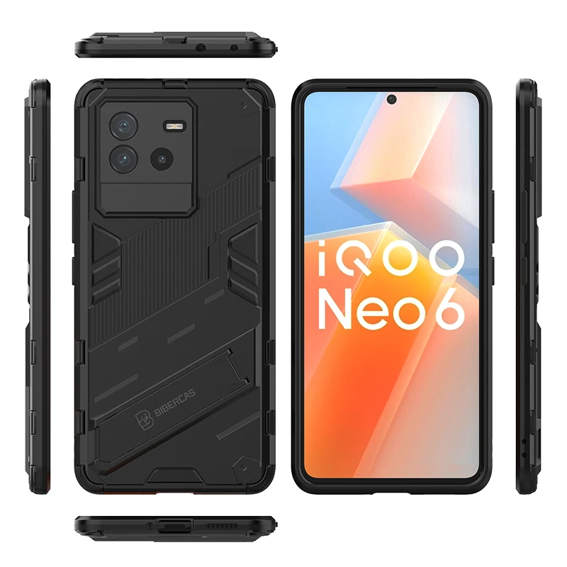 z uchwytem do Vivo iQOO Neo 6 SE Pokrowiec Capas Wstrząsoodporny zderzak Kickstand Back Cover Fundas