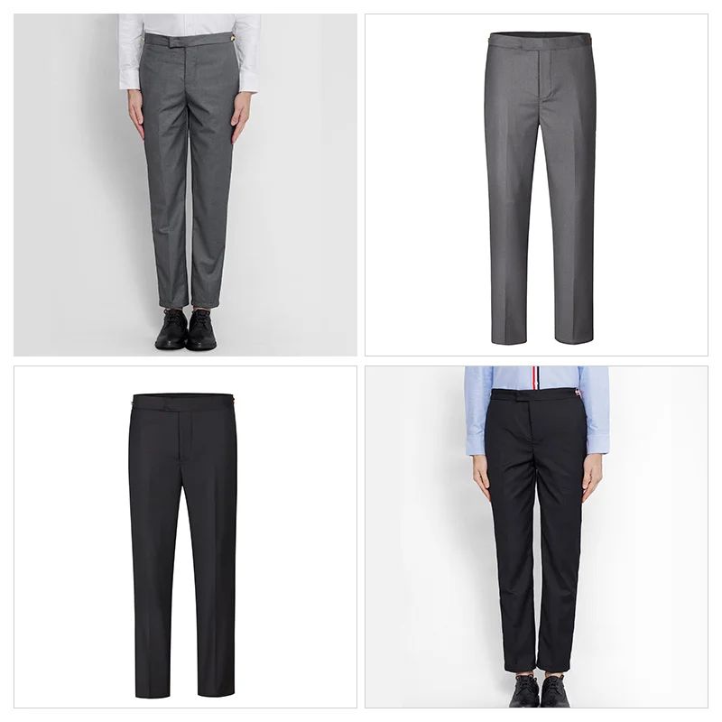 

TB THOM Men's Fashion Brand Korean Desing Men Trousers Classic Solid Gold Buttons Casual Smart Office Suit Pants