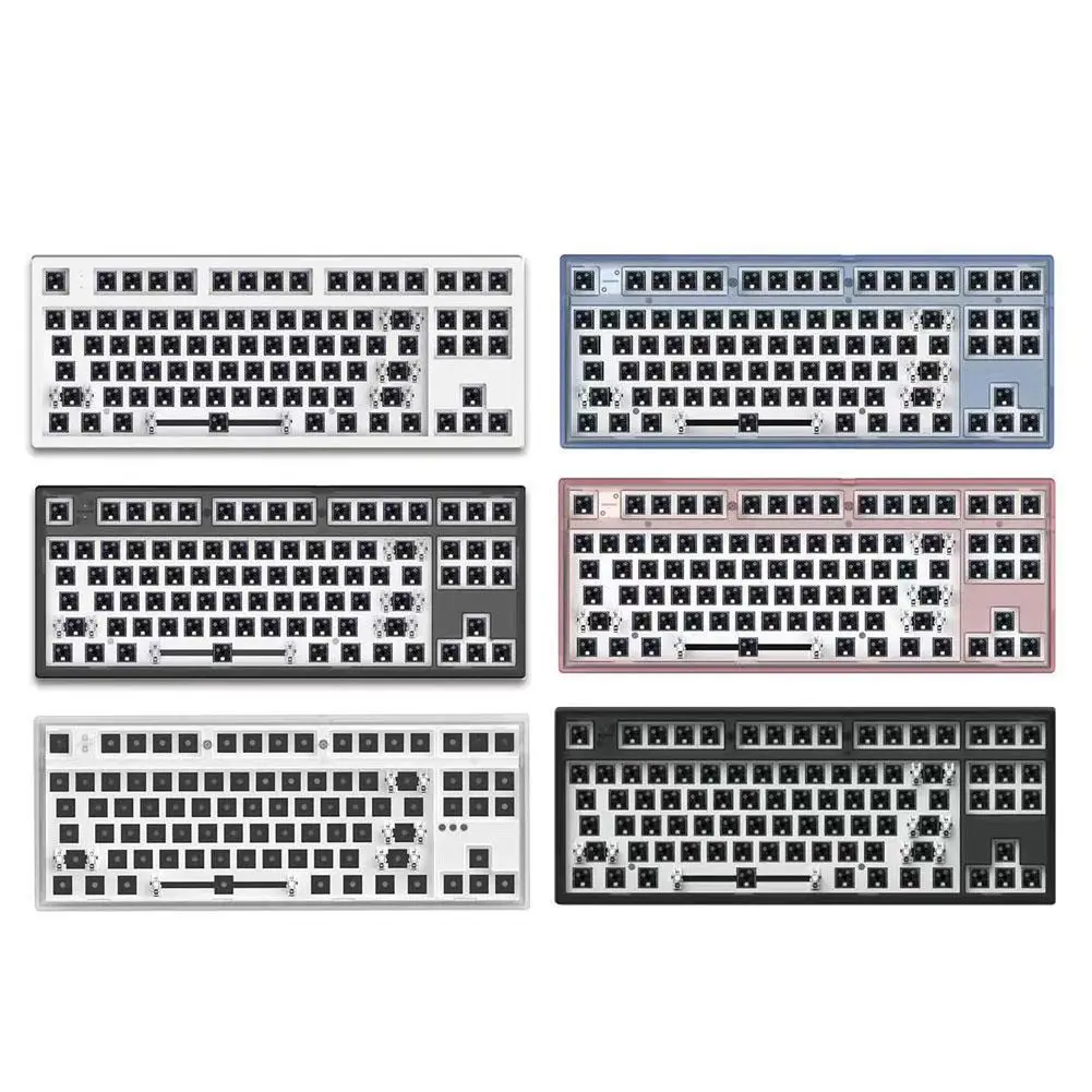 

Flesports MK870 Mechanical Keyboard Kit Full RGB Backlit LED Hot Swappable Socket NKRO Programmable USB C Transparent Black Case