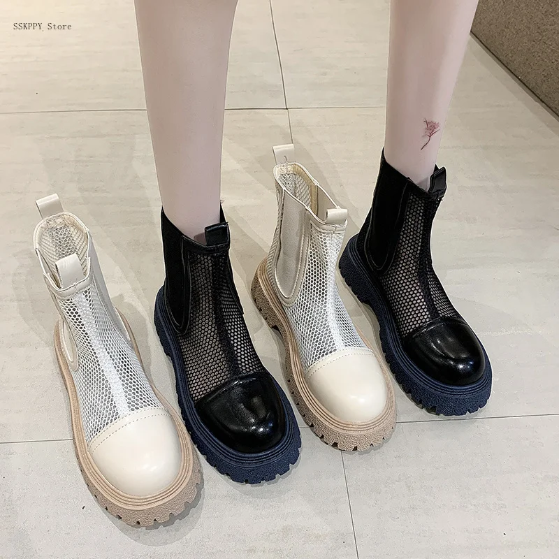 

winter Boots Female 2022 Summer New Fashion All-match Breathable British Style Comfortable and Elegant Short Boots Ladies