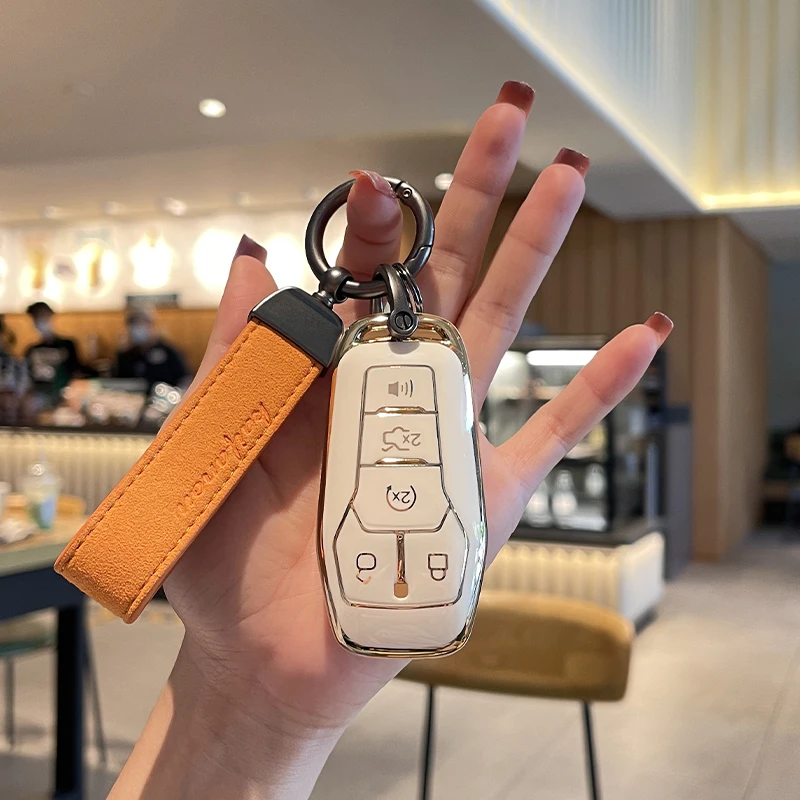 

5 Button Car Key Case Cover For Ford Fusion Mondeo Mustang F-150 Explorer Edge 2015 2016 2017 Shell Fob Keychain Accessories