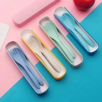 childrens knife fork and spoon set portable tableware spoon knife and fork with storage box portable cutlery with case