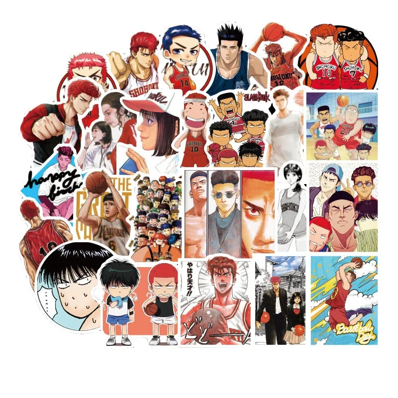 

50Pcs /Lot Japanese Anime Slam Dunk Basketball Stickers for Car Suitcase Skateboard Guitar Laptop Luggage Decal Stickers