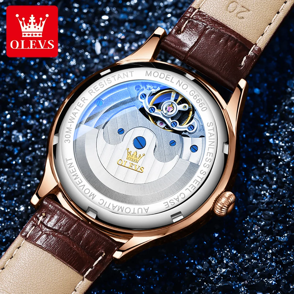 Мужские механические часы-скелетоны OLEVS Moon Phase мужские наручные часы с