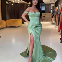 sexy prom evening dresses off shoulder side slit party dress sweetheart saudi arabia mermaid cocktail gowns plus size