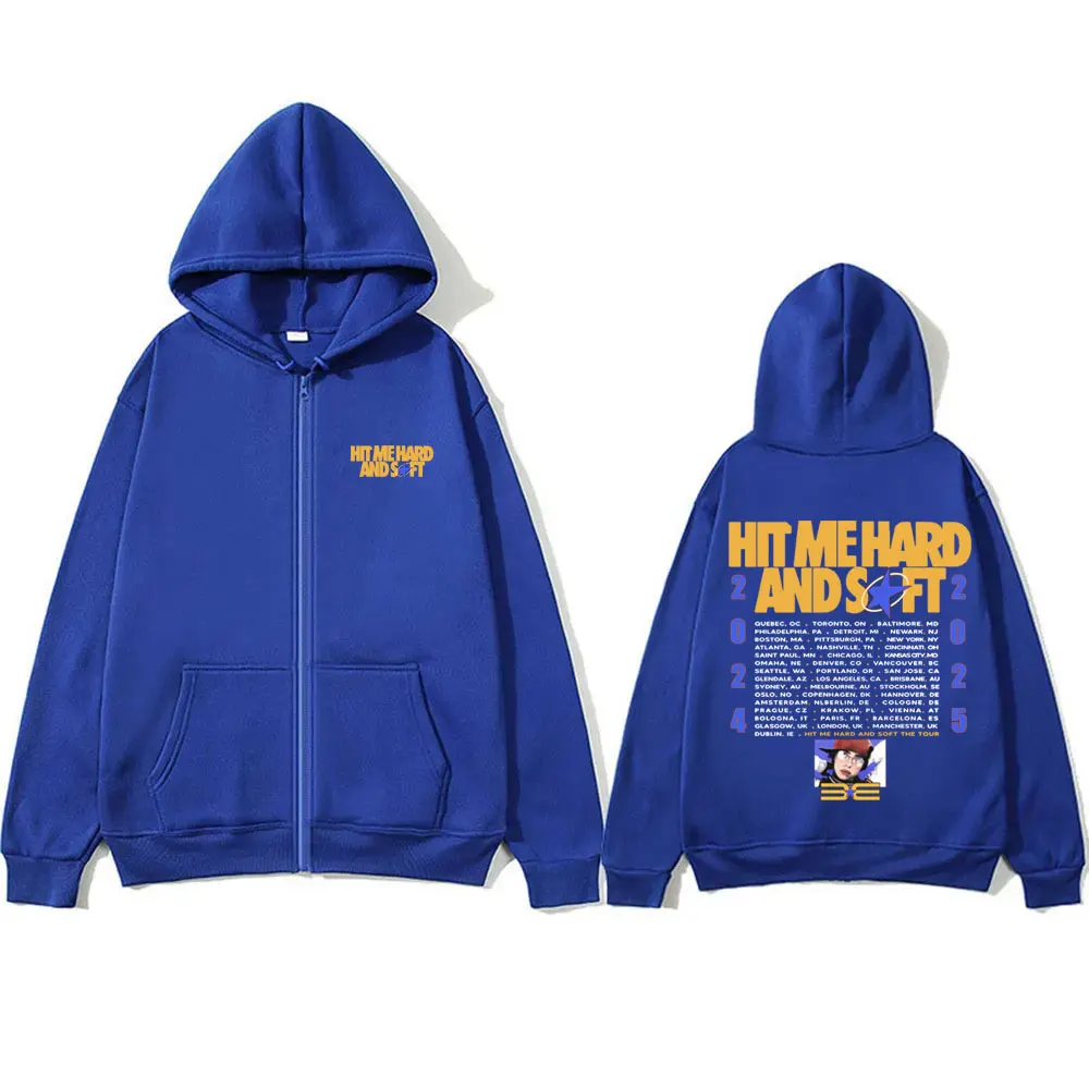 Фото Hit Me Hard and Soft Tour 2024 2025 Zipper Hoodie Men Women Hip Hop Oversized Zipper Sweatshirt Fashion Zip Up Jacket Fans Gift №3
