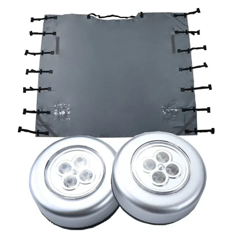 

Серые защитные чехлы для буксировки переднего каравана 220 см X 175 см с 2 светодиодами, лобовое стекло, чехол для буксировки снега, водонепроницаемая ткань Оксфорд