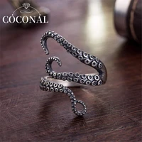 coconal punk titanium steel open octopus ring student adjustable men women domineering personality biker finger party jewelry
