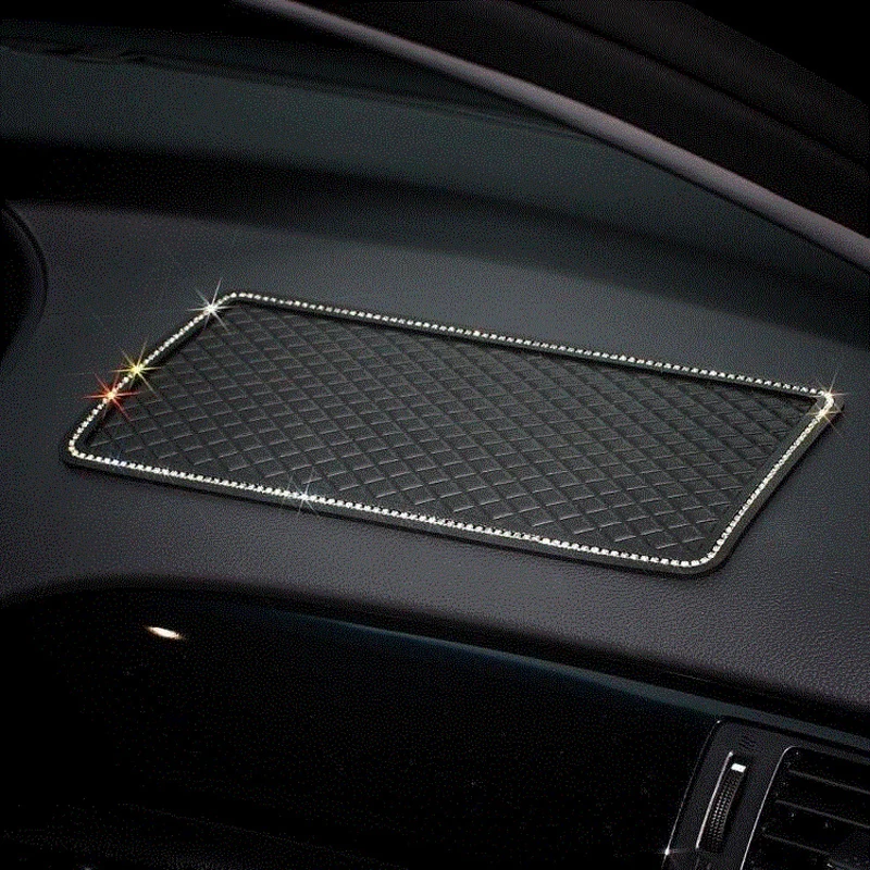 

Car Anti Slip Sticky Gel Pad Glitter Bling Rhinestone Floral Decoration Dashboard Gripping Pad for Cell Phones Sunglasses Keys