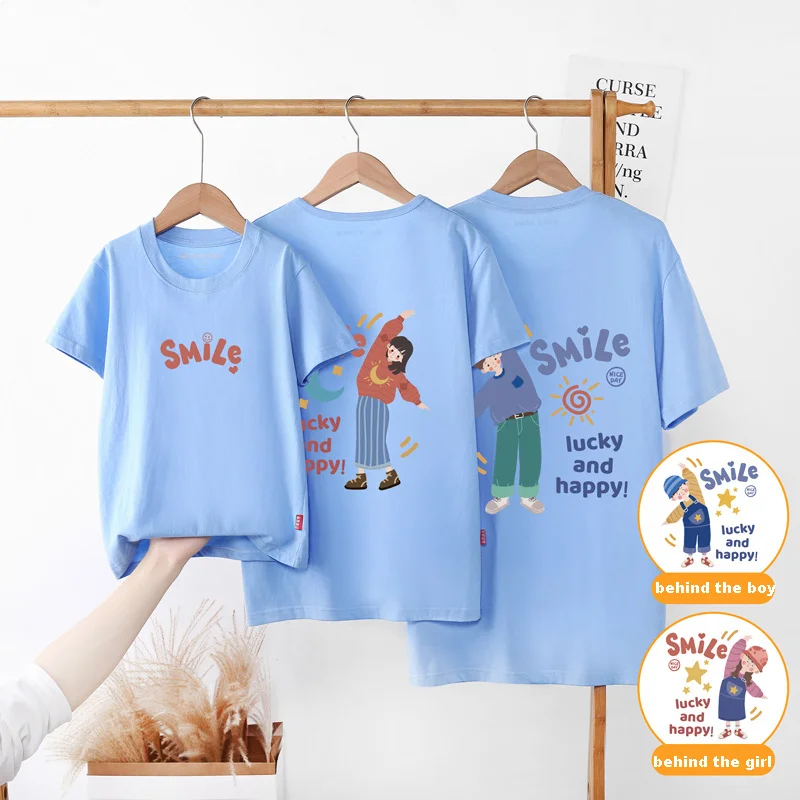 2023 Cartoon T-shirt Mom Dad and Me Family Look Matching Outfits Father Daughter Son Clothes Kids Clothes Father Baby Outfits images - 6