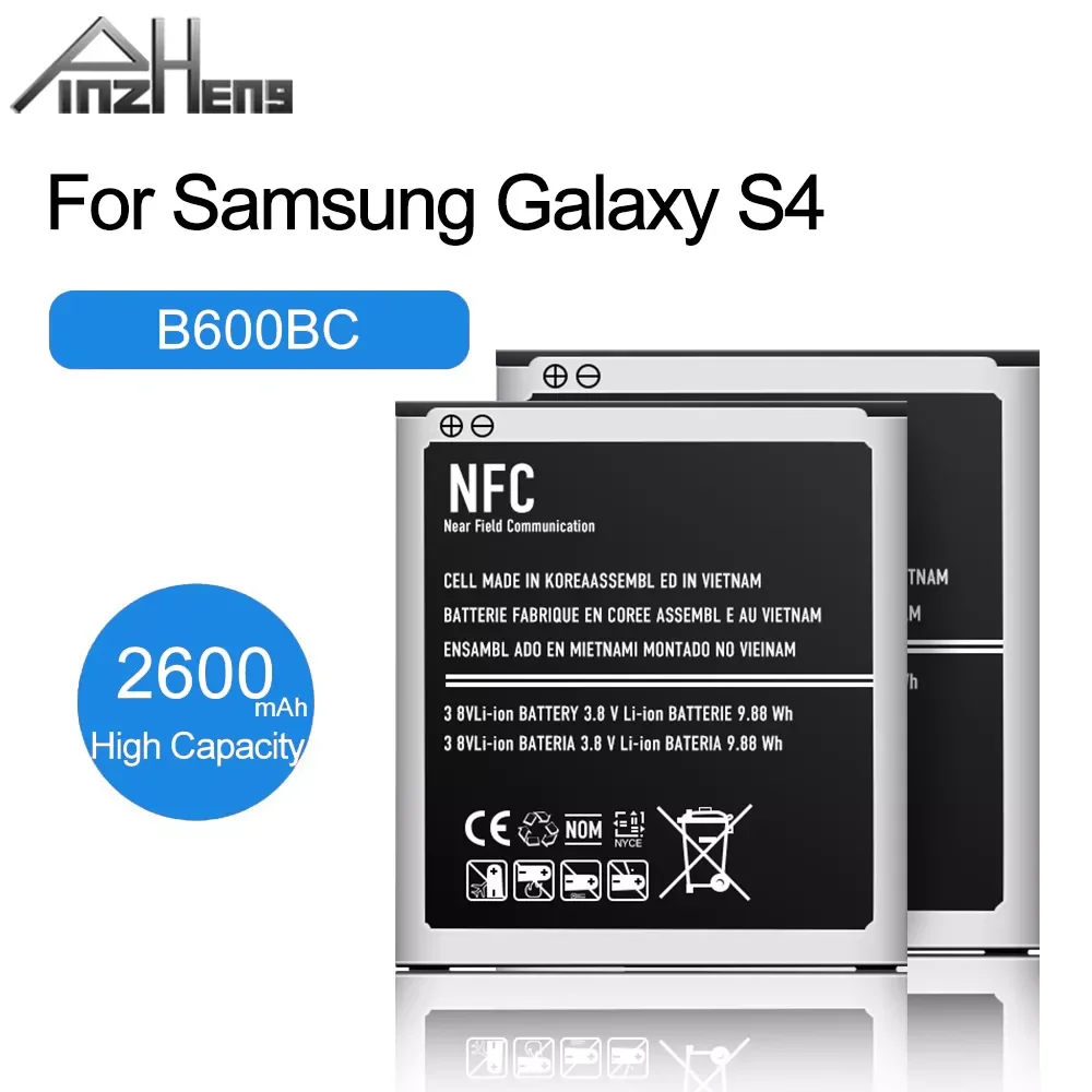 

NEW2023 PINZHENG 2600mAh B600BE Mobile Phone Battery For Samsung Galaxy S4 I9500 I9505 I337 I959 I545 I9295 Replacement Bateria