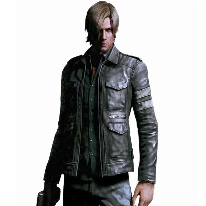 Мужское повседневное пальто из искусственной кожи с трехмерными карманами и