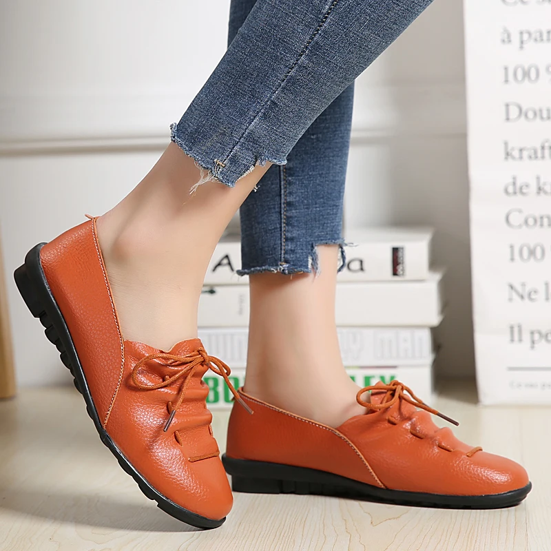 New Fashion White Women's Flat Shoes Comfortable PU Wearable Comfortable Women's Casual Shoes Non-slip Work Women's Shoes Soft