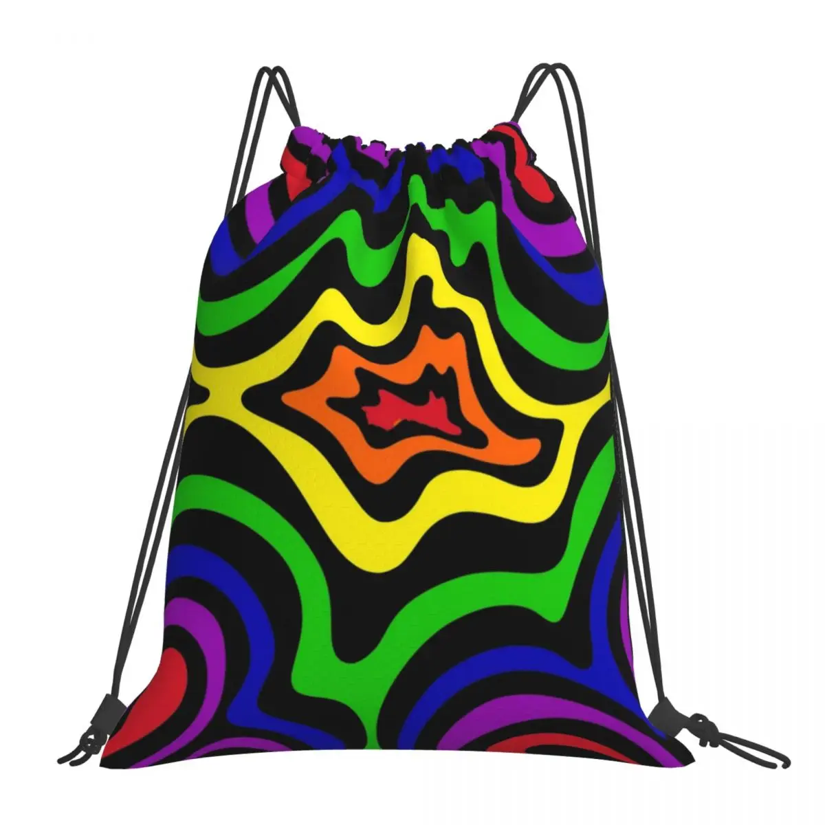 

Black And Rainbow Drip Trip Backpacks Fashion Portable Drawstring Bags Drawstring Bundle Pocket Sports Bag Book Bags For Travel