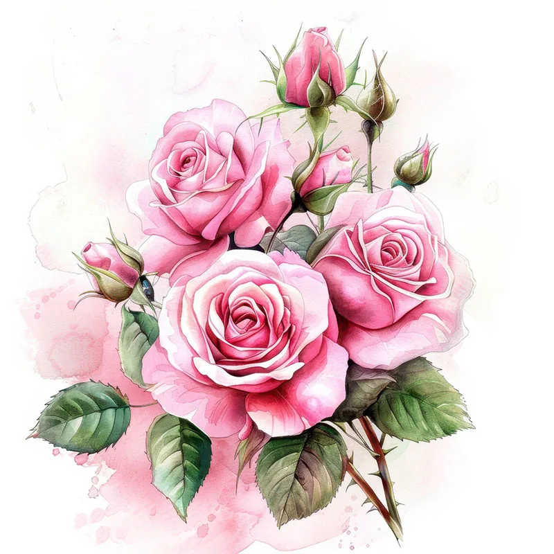 1 шт., акварельные розовые розы, цветы, украшение комнаты, гостиная, спальня, украшение, наклейки для туалета, наклейки на стену