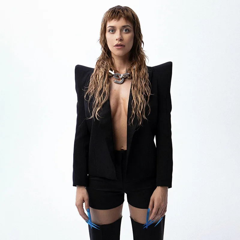 HIGH QUALITY New Fashion 2022 Designer Stylish Jacket Women's Slim Fitting Peak Shoulders Blazer
