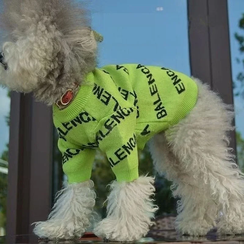 

Модный свитер с надписью, одежда для собак, одежда для щенков, зеленая одежда для маленьких собак, теплая одежда для кошек на осень и зиму, ко...