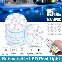 15 led remote controlled rgb submersible light battery operated underwater night lamp outdoor vase bowl garden party decoration