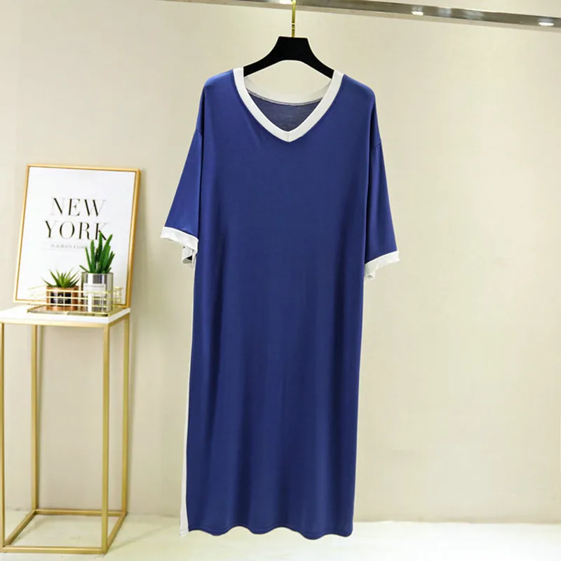 Summer Casual/Sexy Nightgown For Women Elastic Red Nightdress Women's Modal V-Neck Short Sleeve Nightwear 2022 Fashion Clothes