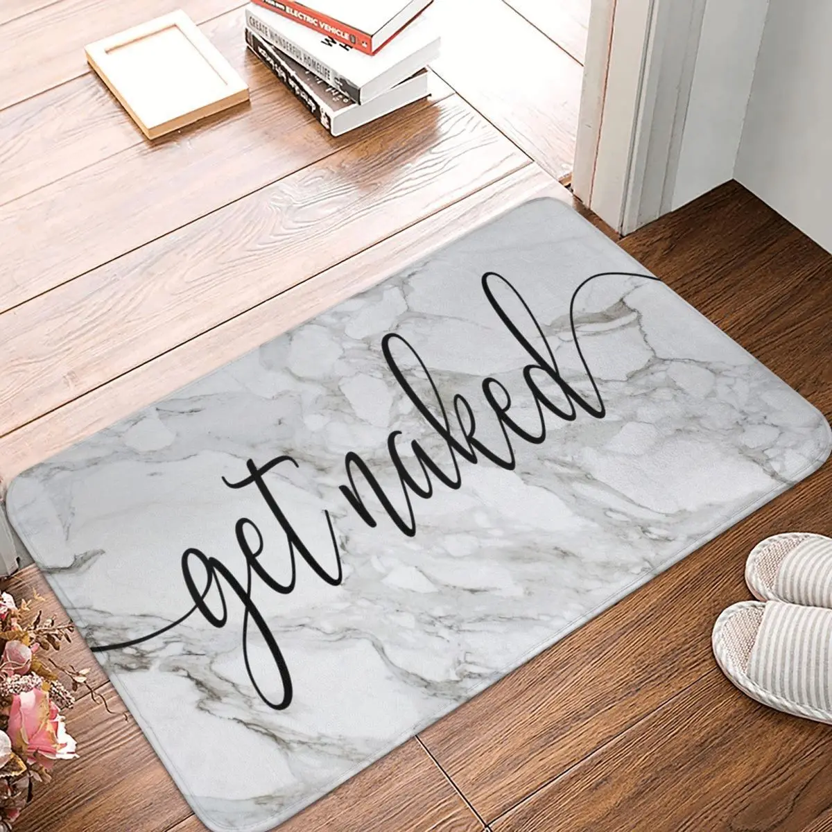 

Get Naked Grey Marble Minimalist Design Doormat Polyester Floor Mat Durable Carpet Kitchen Entrance Rugs Mats Non-slip Footpad