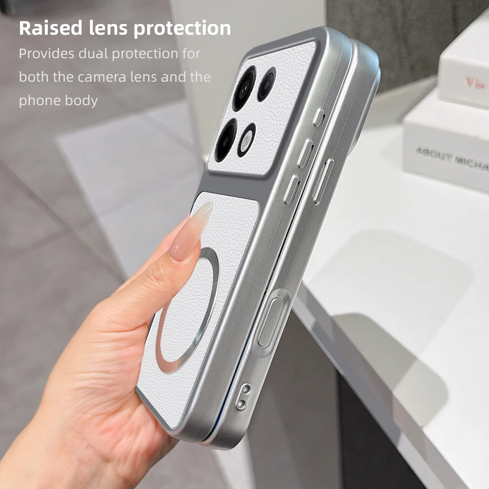 Фото Чехол для беспроводной зарядки Magsafe для Xiaomi Redmi Note 13 12 Turbo 11 Pro 4G 5G, чехол Candy из искусственной кожи, мягкая задняя крышка из овечьей кожи №5