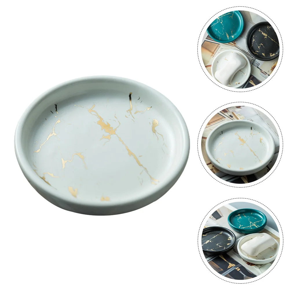 

1Pc Nordic Style Marble Texture Soap Dish Bathroom Storage Accessory Plate