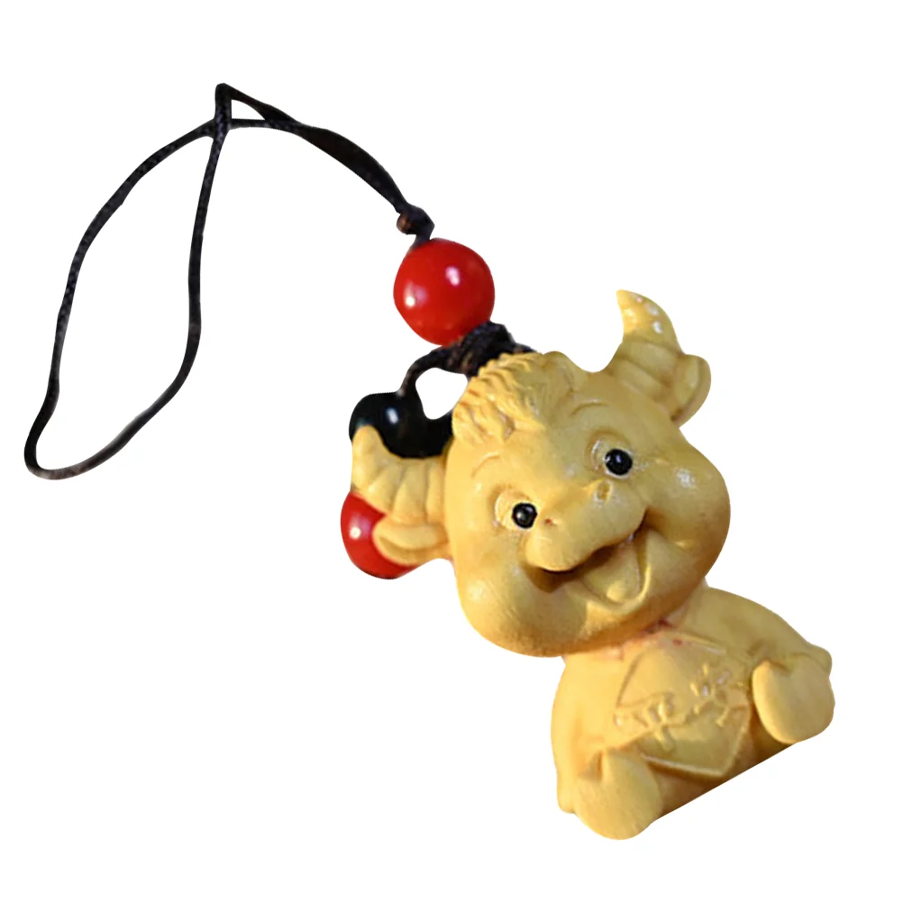 

Zodiac Ox Modeling Wood Craft Pendant Wooden Keyring DIY Carving Decoration